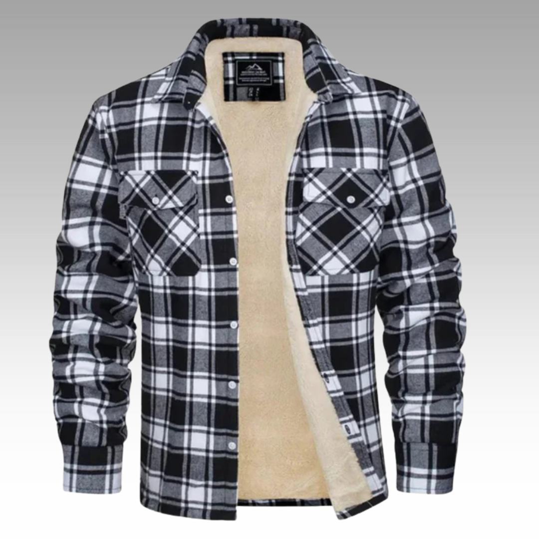 Truffel™ - Checkered Trucker Jacket with Fleece Lining