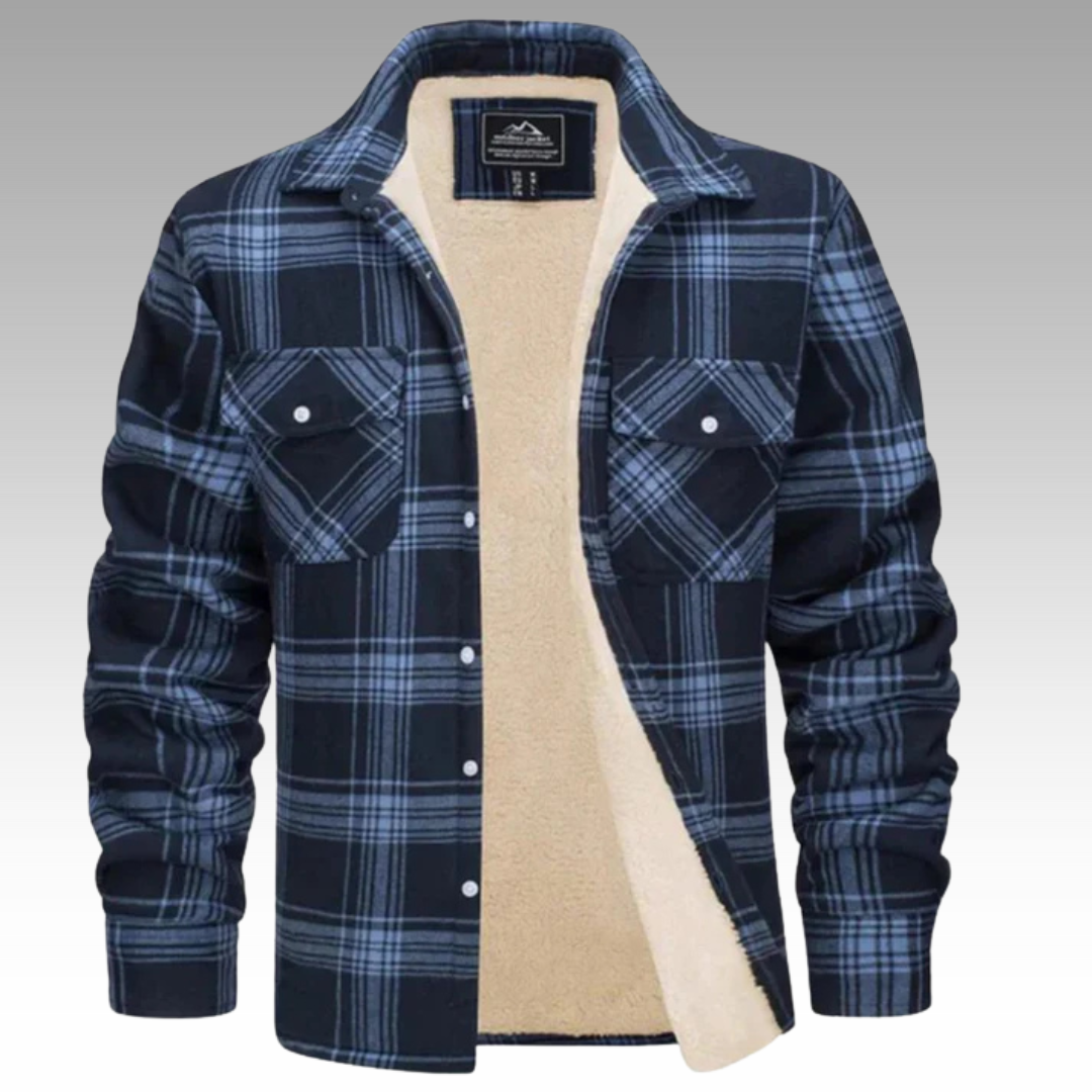 Truffel™ - Checkered Trucker Jacket with Fleece Lining