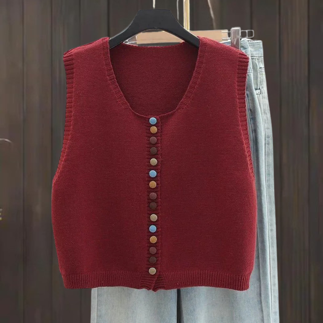 THE MARIBEL | COLOR-BUTTON KNIT VEST