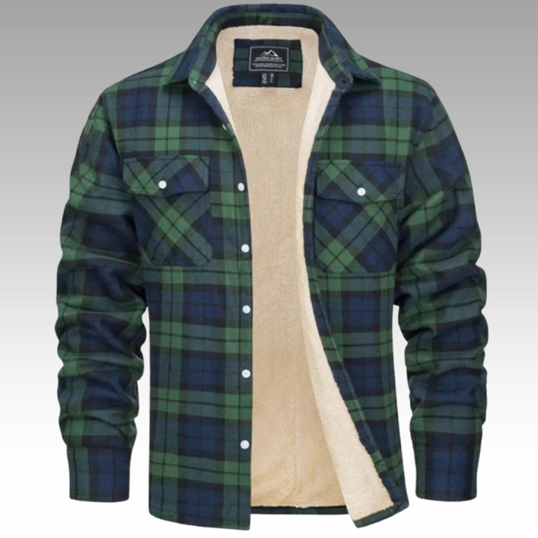 Truffel™ - Checkered Trucker Jacket with Fleece Lining