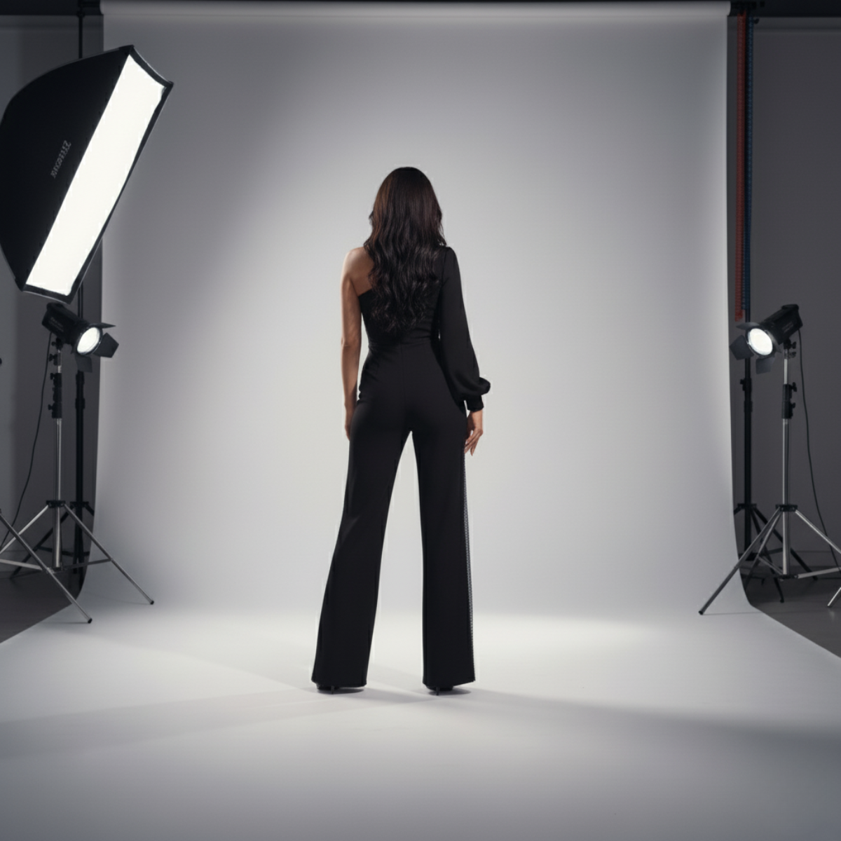 Artemis | Elegant One-Shoulder Jumpsuit with Glitter Detail