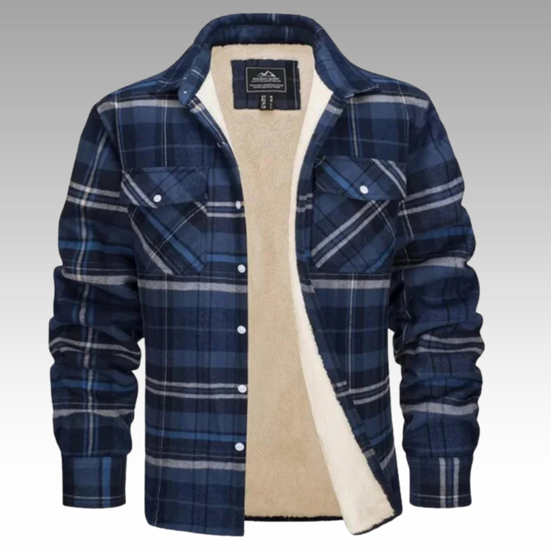 Truffel™ - Checkered Trucker Jacket with Fleece Lining