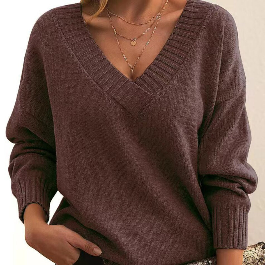 Elle | Elegant V-Neck Sweater