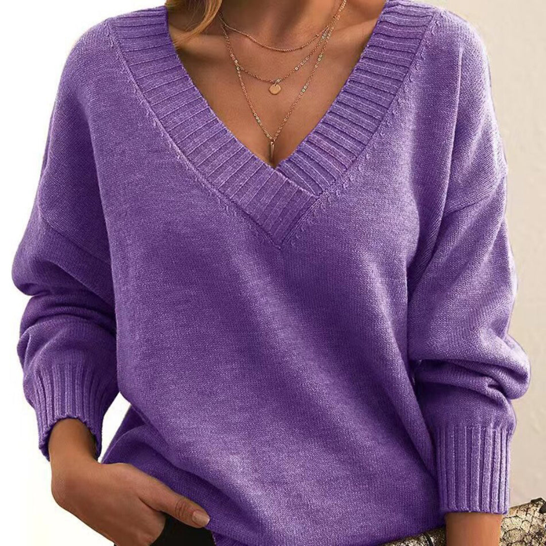 Elle | Elegant V-Neck Sweater