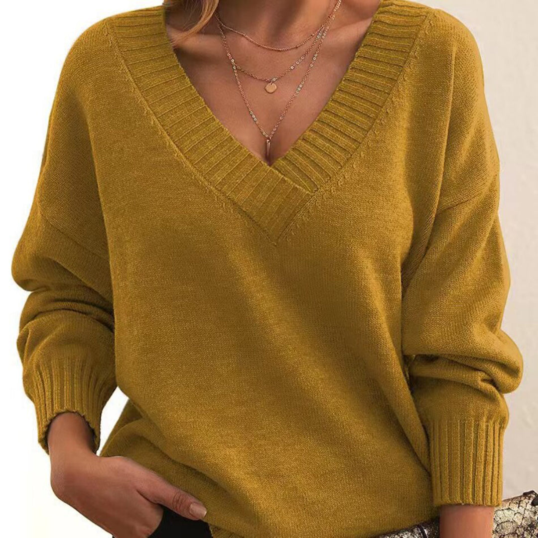 Elle | Elegant V-Neck Sweater